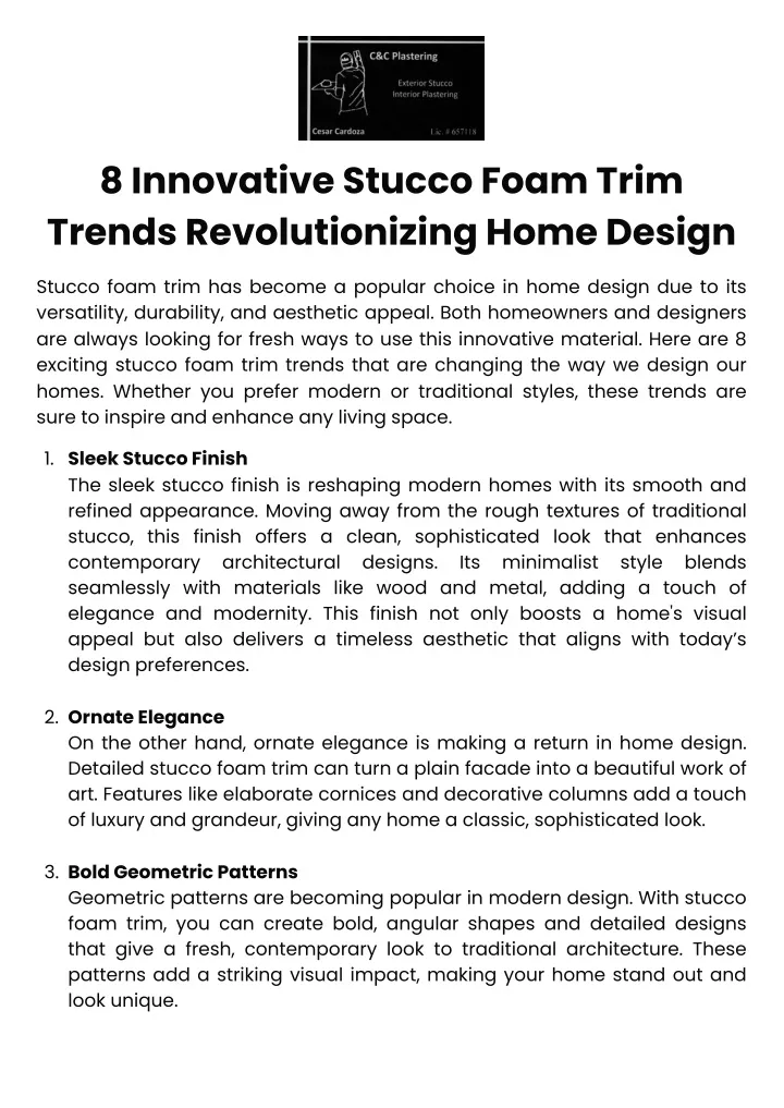 8 innovative stucco foam trim trends