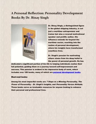 Personality Development Books By Dr. Binay Sing