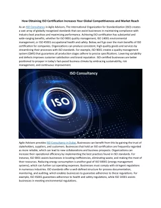 How Obtaining ISO Certification Increases Your Global Competitiveness and Market Reach