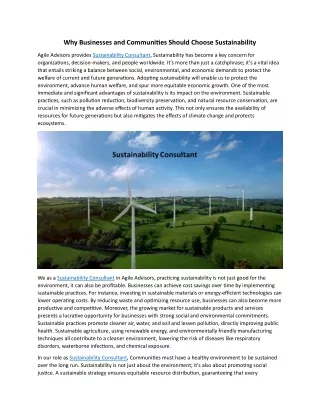 Why Businesses and Communities Should Choose Sustainability