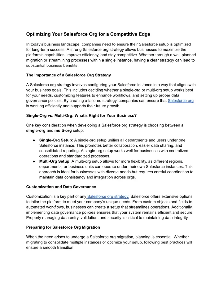 optimizing your salesforce org for a competitive