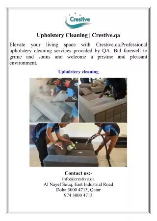 Upholstery Cleaning  Crestive.qa
