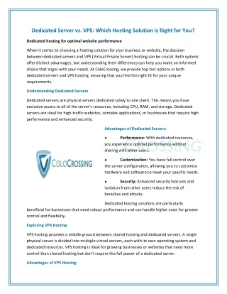 Dedicated Server vs. VPS- Which Hosting Solution is Right for You