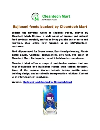 Rajlaxmi foods backed by Cleantech Mart