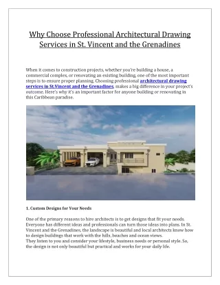 Why Choose Professional Architectural Drawing Services in St. Vincent and the Grenadines