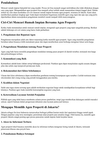 “Ciri-Ciri Mencari Rumah Impian Bersama Agen Property”