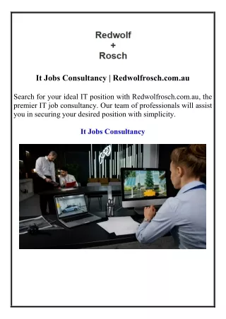 It Jobs Consultancy | Redwolfrosch.com.au