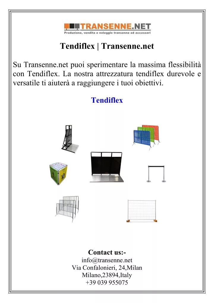 tendiflex transenne net