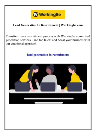 Lead Generation In Recruitment | Workingbe.com