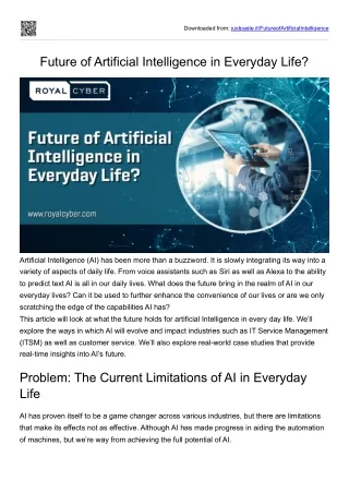 Future of Artificial Intelligence in Everyday Life?