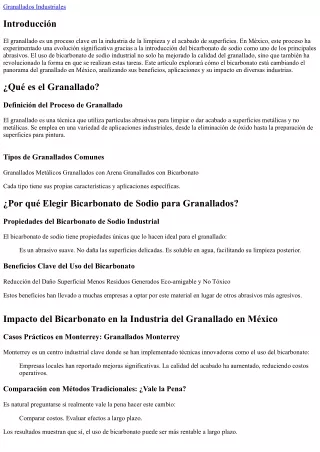 **Cómo el Bicarbonato de Sodio Revoluciona el Granallado en México**