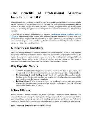 The Benefits of Professional Window Installation vs
