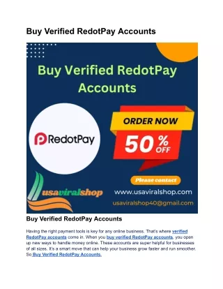 Buy Verified RedotPay Accounts
