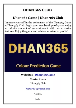dhan365 game dhan 365 club