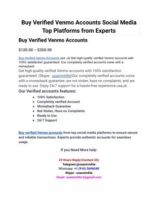 Buy Verified Venmo Accounts Social Media Top Platforms from Experts
