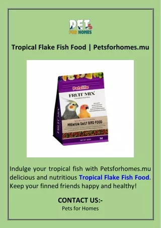 Tropical Flake Fish Food  Petsforhomes.mu