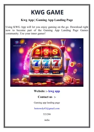 kwg app gaming app landing page