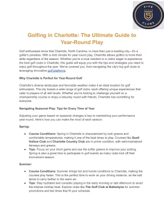 Golfing in Charlotte_ The Ultimate Guide to Year-Round Play