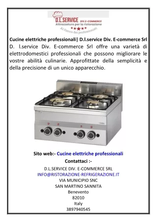 Cucine elettriche professionali| D.l.service Div. E-commerce Srl