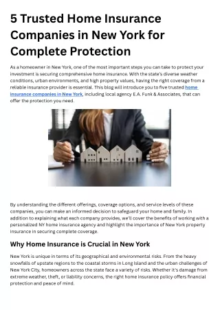 5 Trusted Home Insurance Companies in New York for Complete Protection