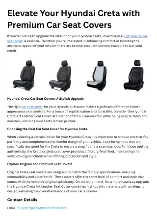 Elevate Your Hyundai Creta with Premium Car Seat Covers