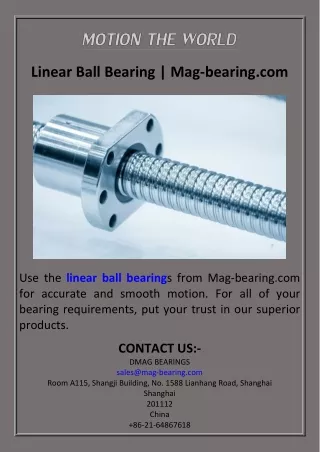 Linear Ball Bearing  Mag-bearing.com