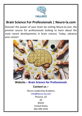 Brain Science For Professionals | Neuro-la.com