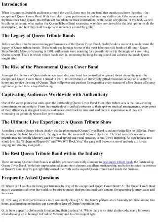 Captivating Audiences Worldwide: The Phenomenal Queen Cover Band