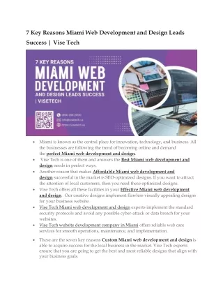 7 key reasons miami web development and design