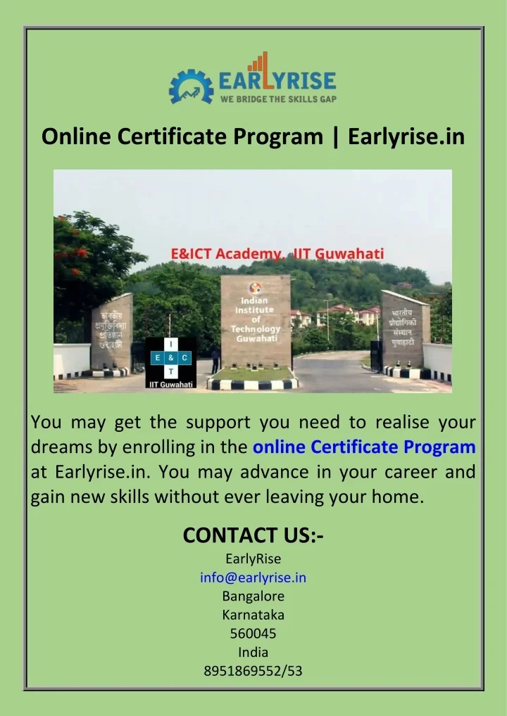 Early Rise Transfers PPT - Online Certificate Program Earlyrise.in PowerPoint Presentation ...
