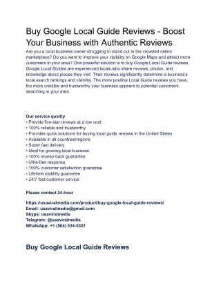 Buy Google Local Guide Reviews - Boost Your Business with Authentic Reviews