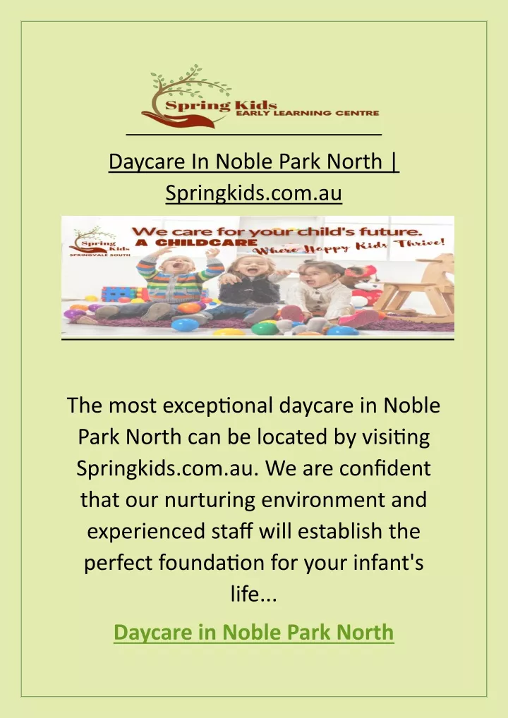 daycare in noble park north springkids com au