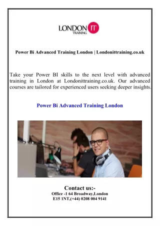 Power Bi Advanced Training London | Londonittraining.co.uk