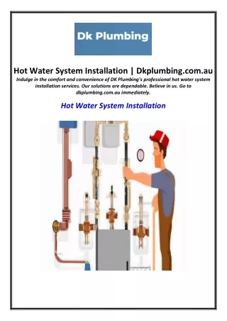 Hot Water System Installation | Dkplumbing.com.au