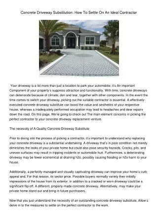 concrete driveway substitution how to settle