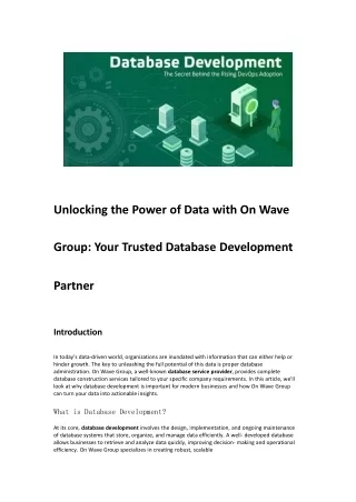 Unlocking the Power of Data with On Wave Group Your Trusted Database Development Partner