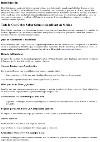 **Todo lo Que Debes Saber Sobre el Sandblast en México**