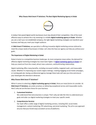 why choose web smart it solutions the best