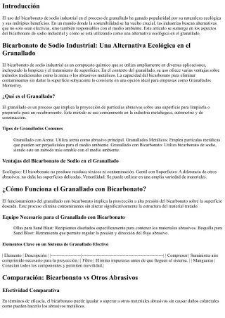 **Bicarbonato de Sodio Industrial: Una Alternativa Ecológica en el Granallado**