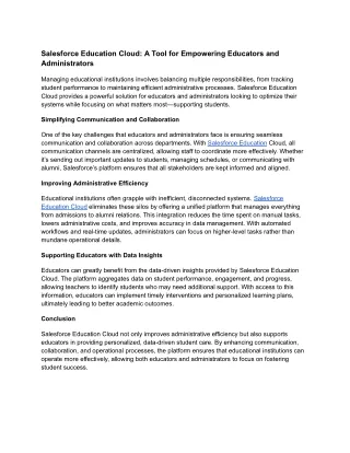 Salesforce Education Cloud_ A Tool for Empowering Educators and Administrators