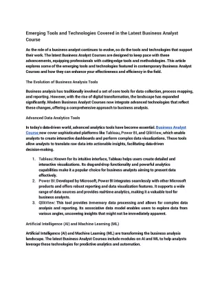 emerging tools and technologies covered