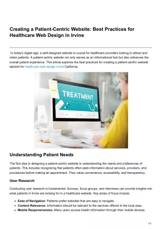 Creating a Patient-Centric Website Best Practices for Healthcare Web Design in Irvine