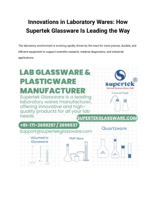 Innovations in Laboratory Wares_ How Supertek Glassware Is Leading the Way