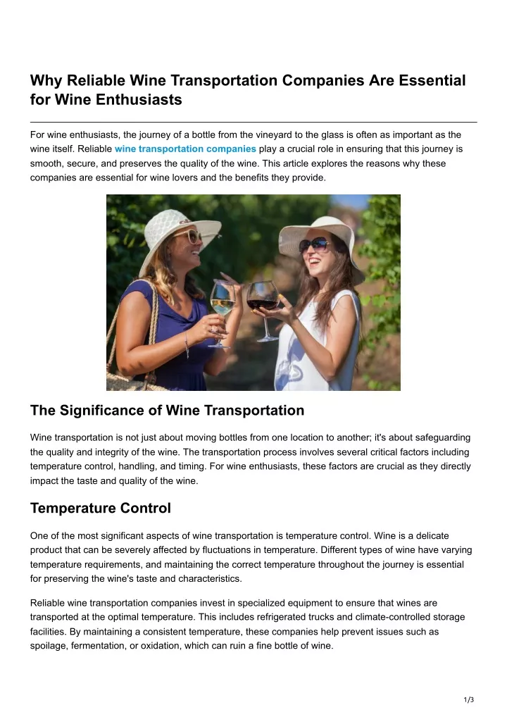 why reliable wine transportation companies