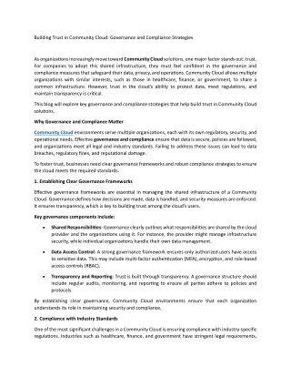 building trust in community cloud governance