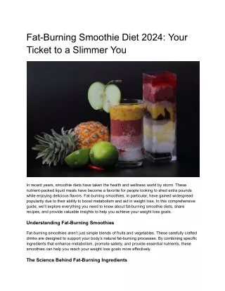 Fat-Burning Smoothie Diet 2024- Your Ticket to a Slimmer You