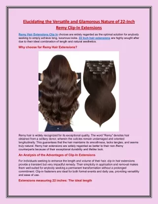 Elucidating the Versatile and Glamorous Nature of 22-Inch Remy Clip-In Extensions