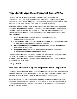 Top Mobile App Development Tools 2024