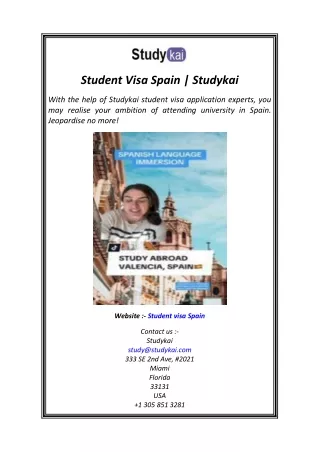 Student Visa Spain  Studykai