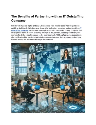 The Benefits of Partnering with an IT Outstaffing Company